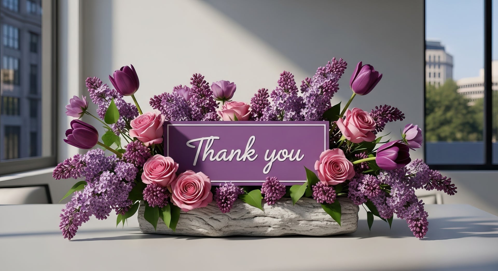 Thank you gift delivery in Lebanon with flowers and appreciation gifts