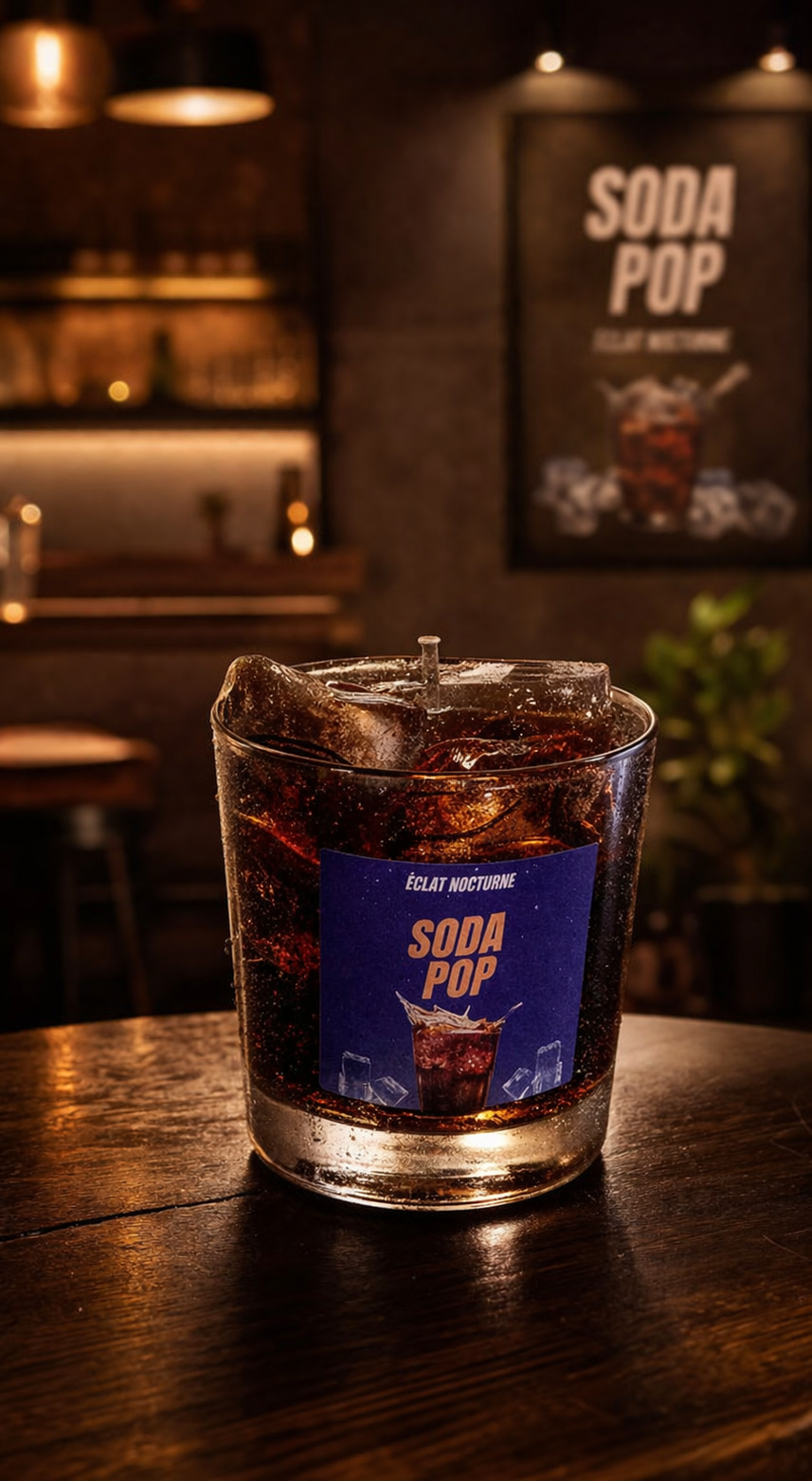 soda pop cola scented soy wax candle in glass with ice effect by eclat nocturne in Lebanon
