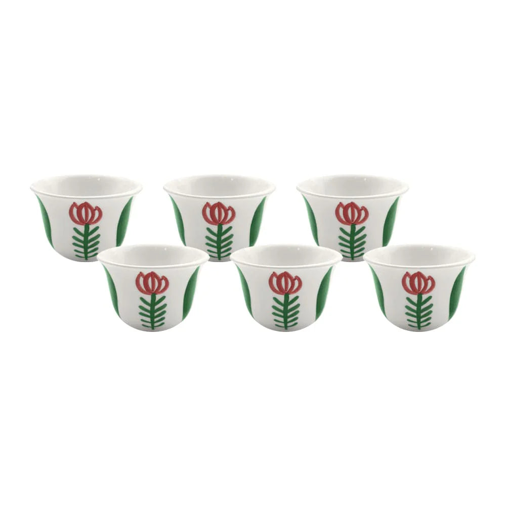 Green Tulip Arabic Coffee Cups – Set of 6