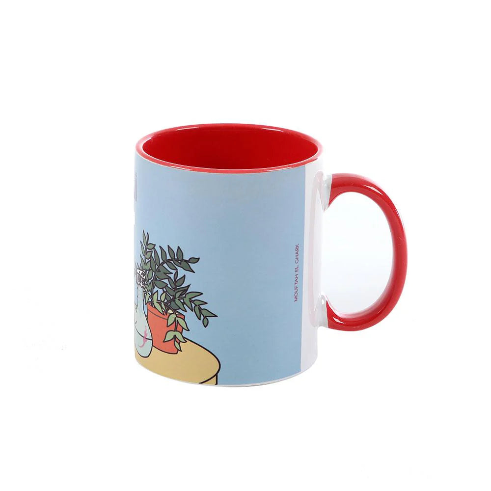 Red Ahla Sobhieh Porcelain Mug