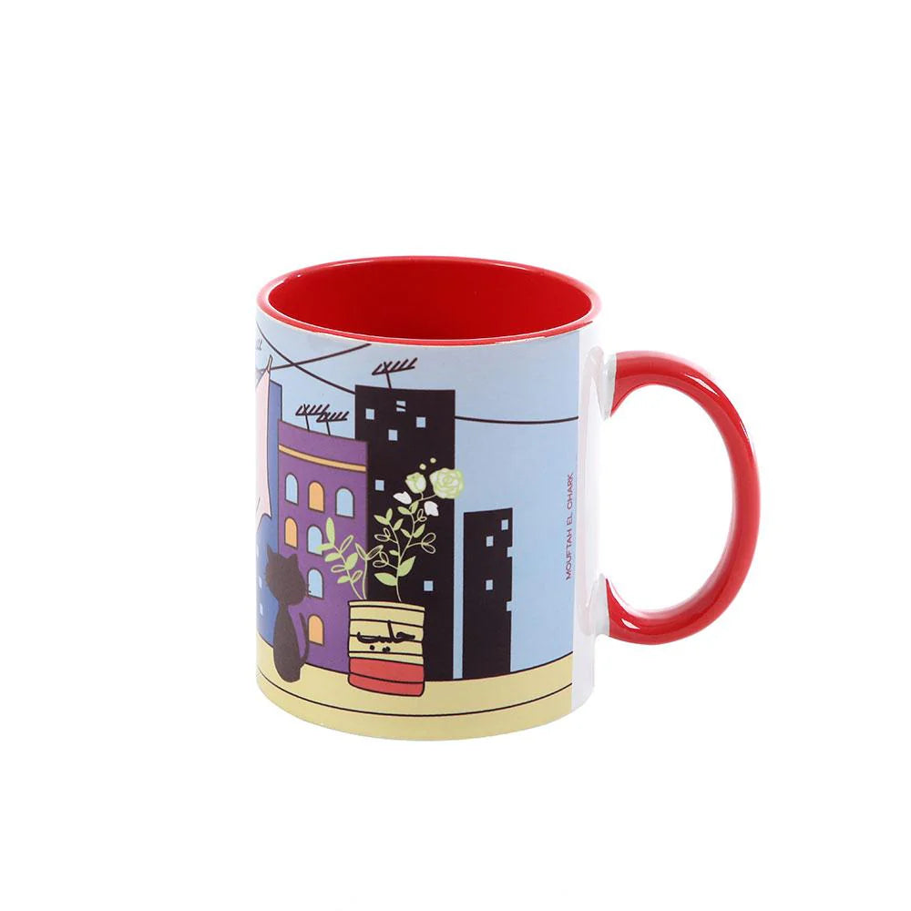 Red Sateh El Jiran Porcelain Mug