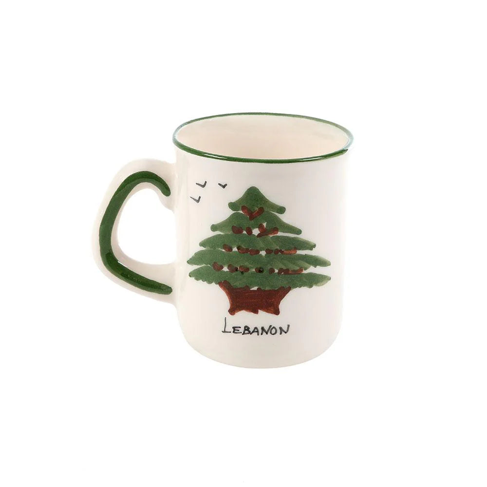 Handmade Cedar of Lebanon ceramic mug with Lebanese inspired artwork crafted in Lebanon