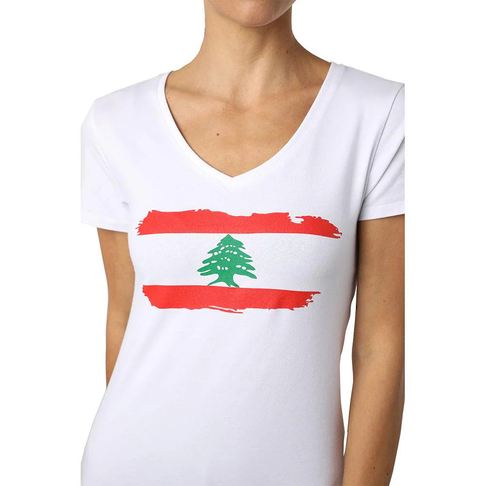 Lebanon White Women’s V-Neck T-Shirt
