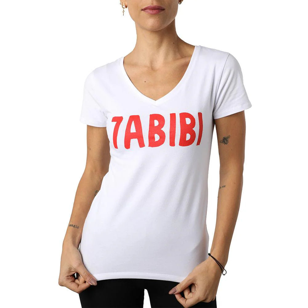 Habibi White Women’s V-Neck T-Shirt