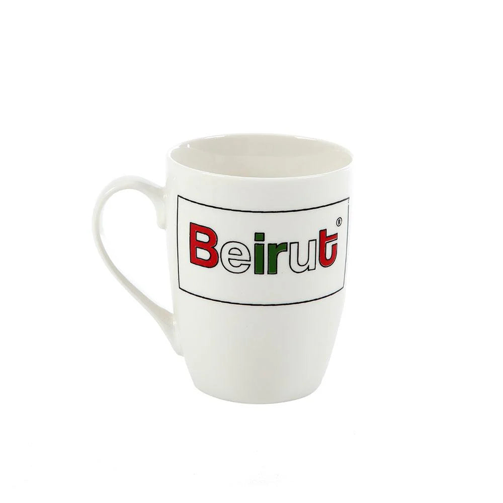 Elegant Beirut porcelain mug with Lebanese inspired typography design