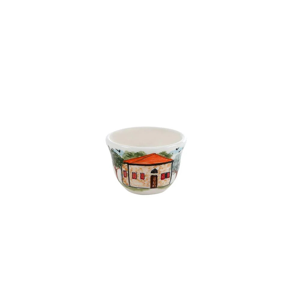 Traditional Lebanese House Hand-Painted Ceramic Coffee Set