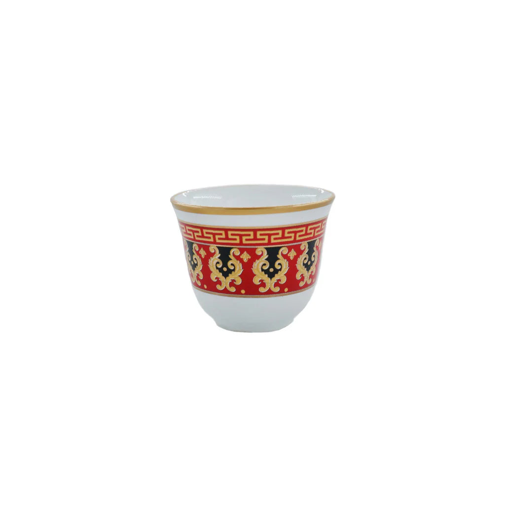 Handmade Orange and Red ceramic coffee cups set crafted and painted in Lebanon