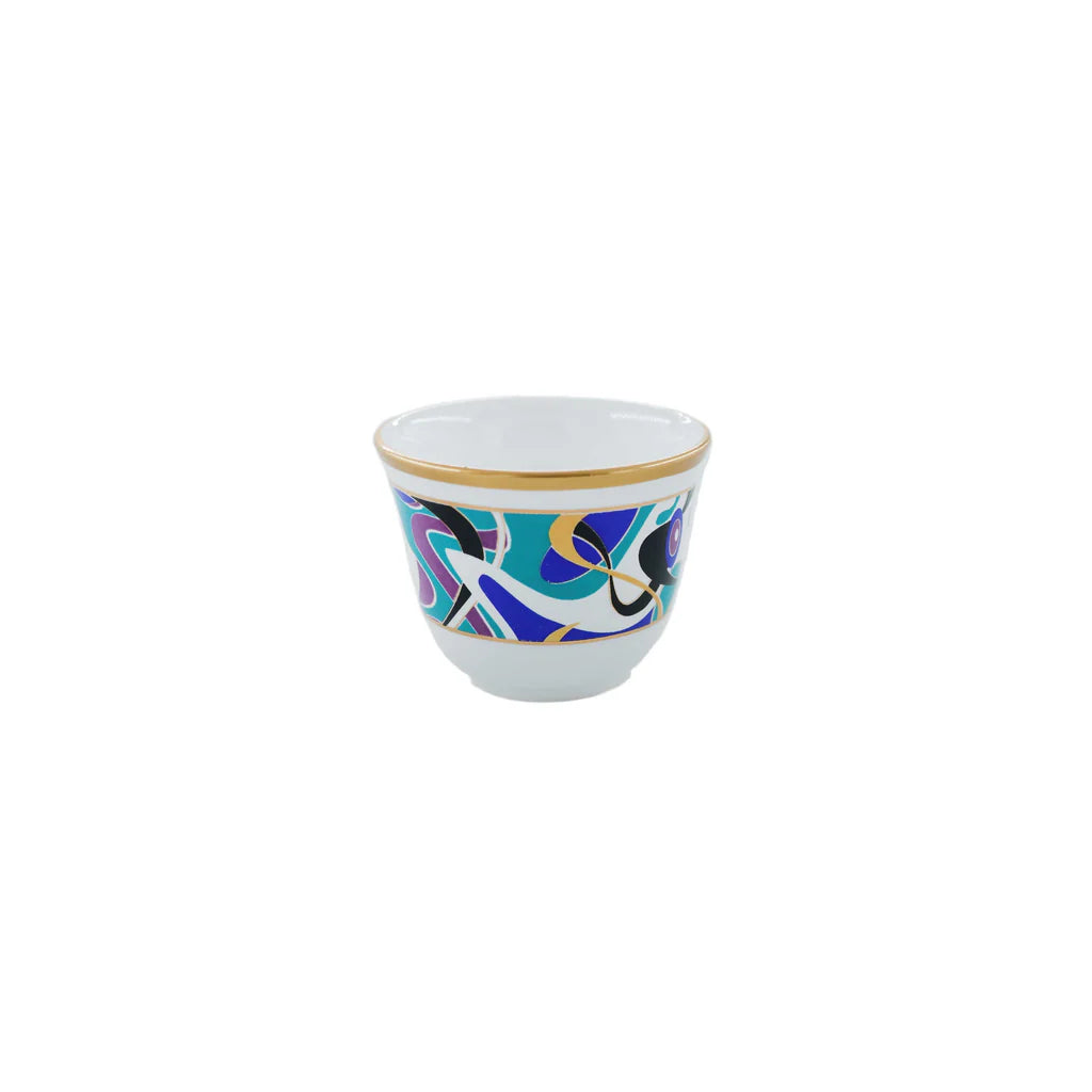 Handmade Blue Floral ceramic coffee cups set crafted and painted in Lebanon