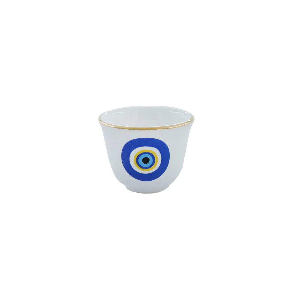 Handmade Greek Eye ceramic coffee cups set crafted and painted in Lebanon