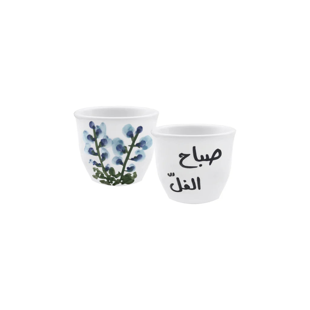 Handmade Sabah El Fell ceramic coffee cups set crafted and painted in Lebanon