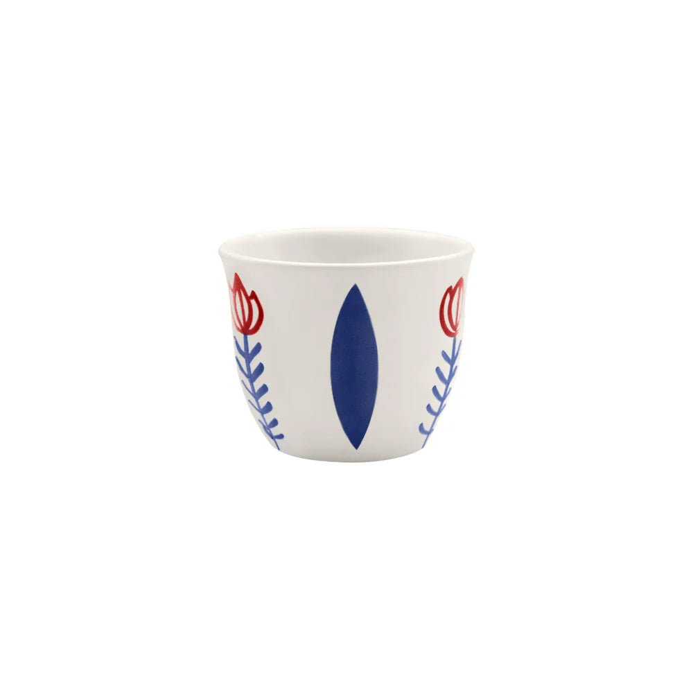 Handmade Tulip Blue ceramic coffee cup crafted and painted in Lebanon