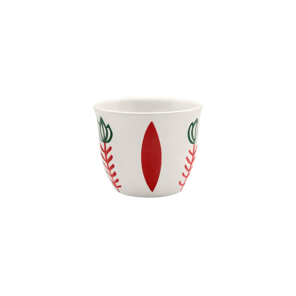 Handmade Tulip Red ceramic coffee cup crafted and painted in Lebanon