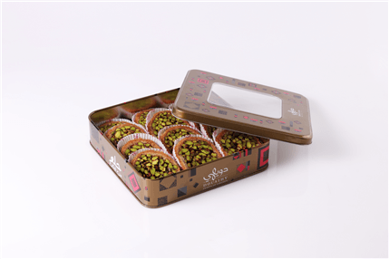 Burma Special Lebanese pistachio baklava in elegant luxury tin box by Douaihy Sweets