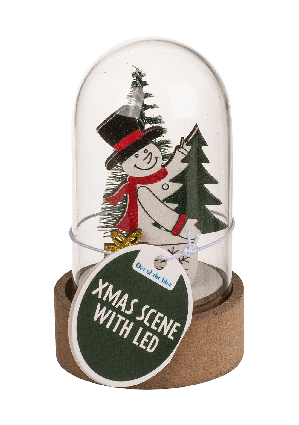 Mini Christmas scene with LED light in a glass cylinder