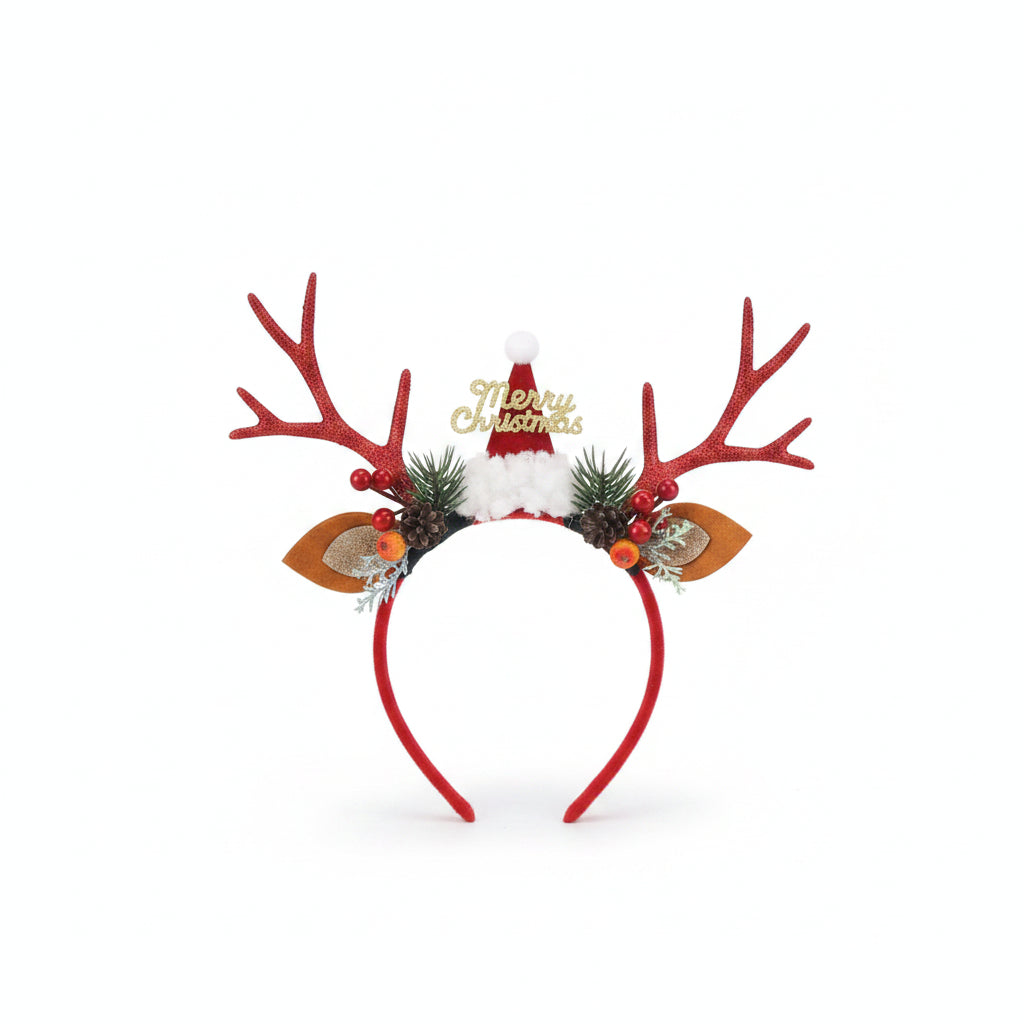 Christmas hat headband with plush ears