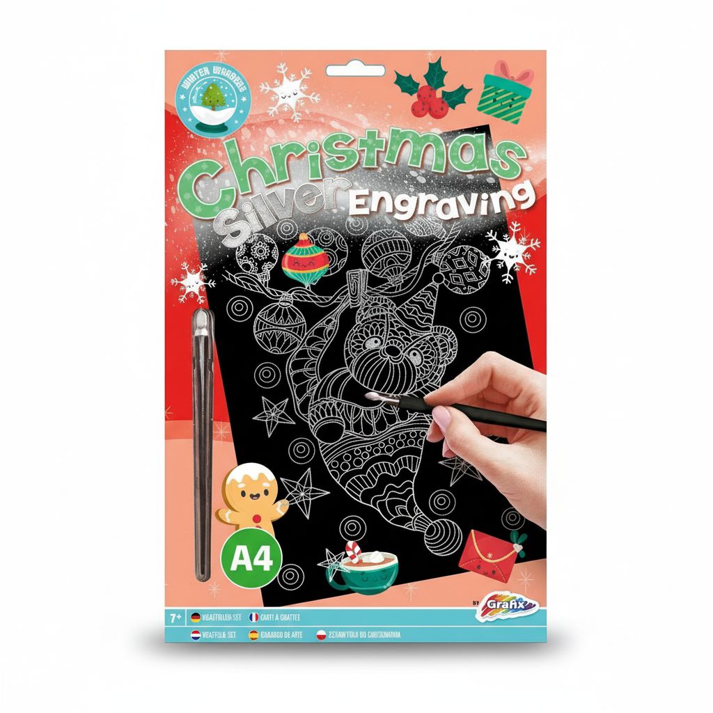 Christmas silver scratch art engraving sheet
