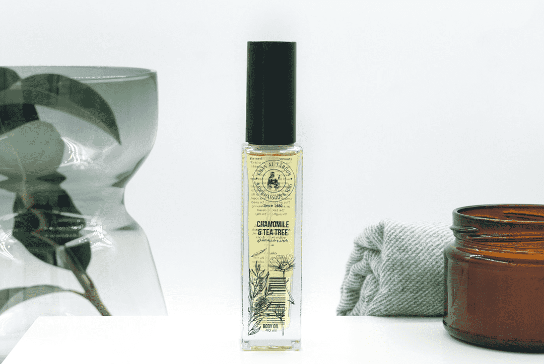 Khan Al Saboun chamomile and tea tree body oil 40ml natural soothing skincare product