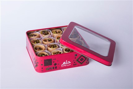 Ich El Bilbol Lebanese bird nest pastries in elegant tin box by Douaihy Sweets