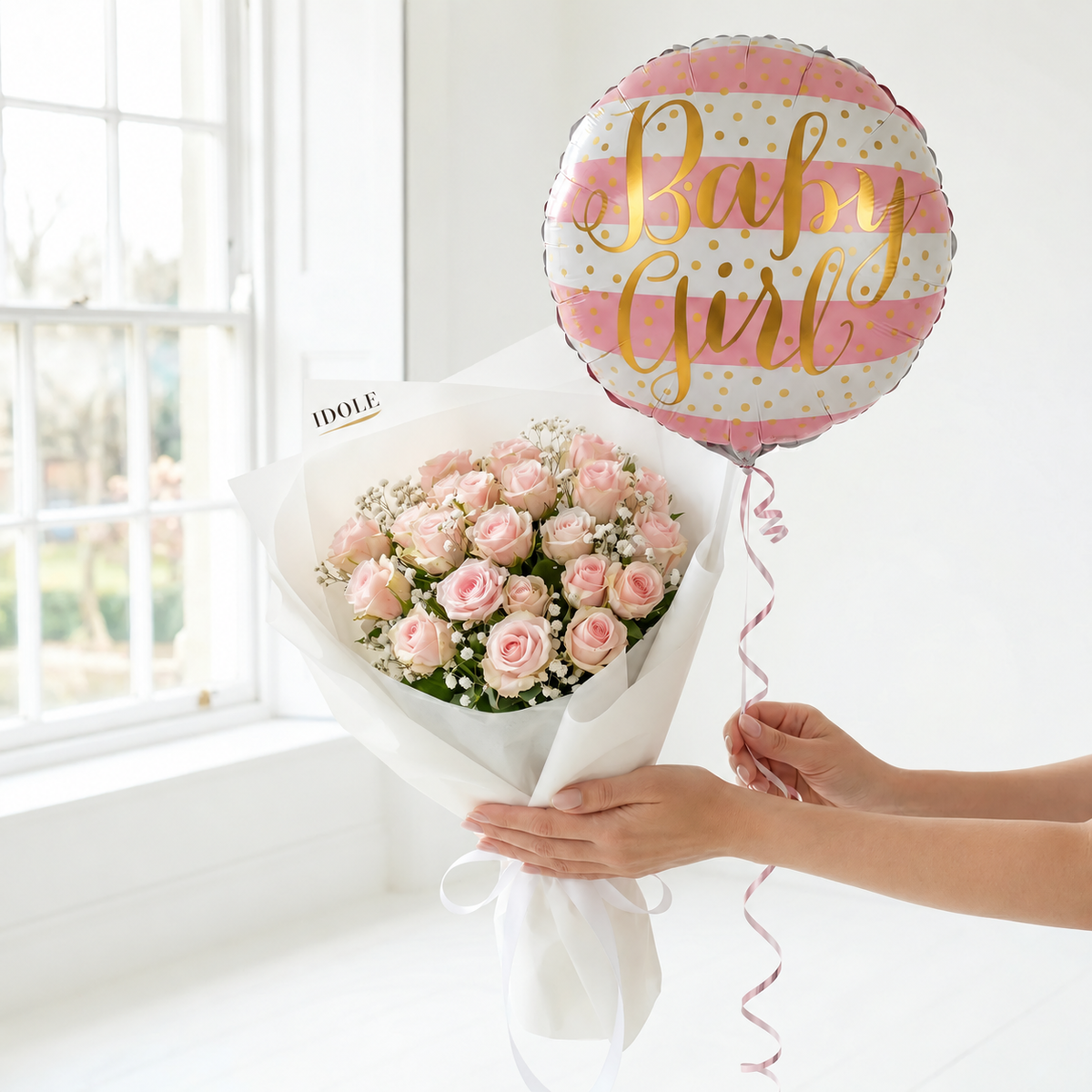 Pink & Cute Baby Girl Flower Bouquet | Newborn Gift Lebanon by Fleurs De La Sagesse