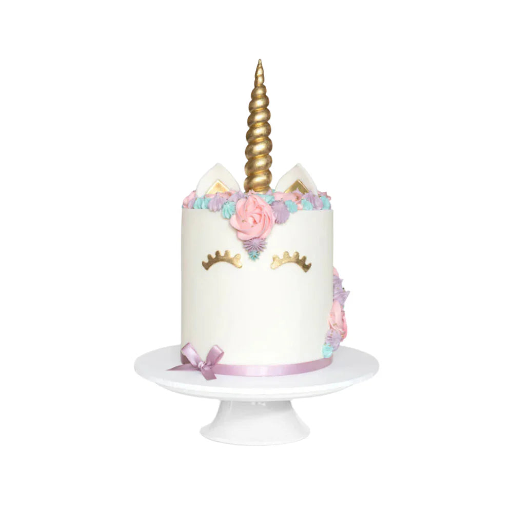 unicorn birthday cake with gold horn pastel frosting custom cake delivery Lebanon