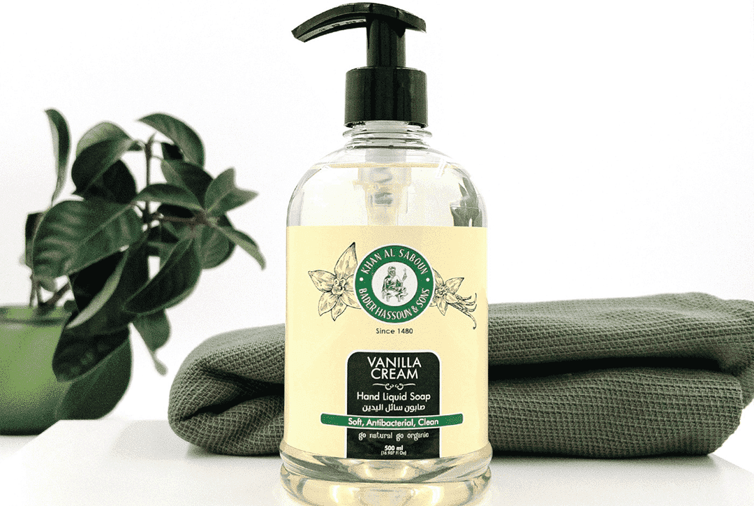 Khan Al Saboun vanilla liquid soap 500ml moisturizing hand and body wash