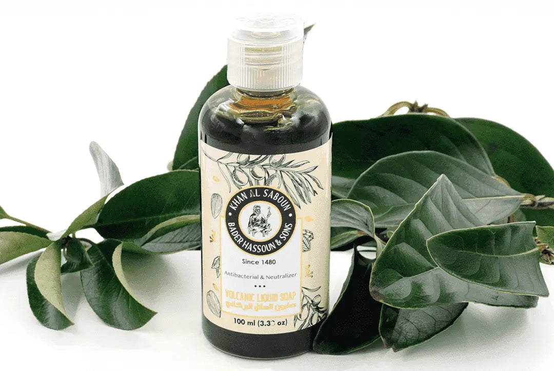 Khan Al Saboun volcanic liquid soap 100ml soothing skincare Lebanon
