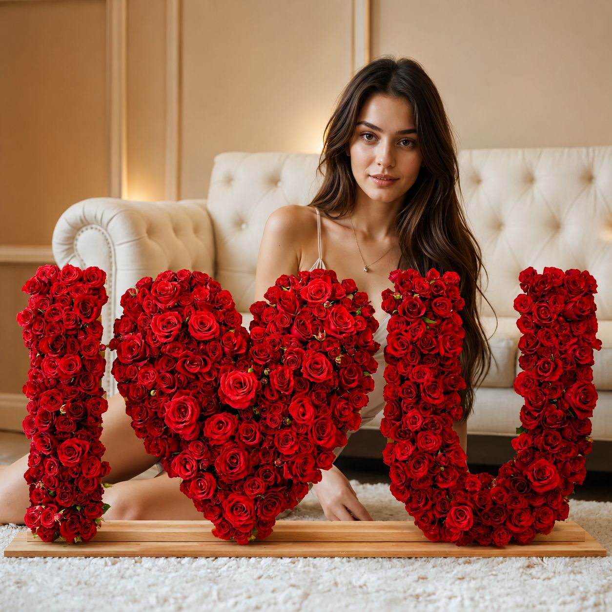 Luxury I Love You arrangement made from premium red roses for romantic occasions by Idole Lebanon