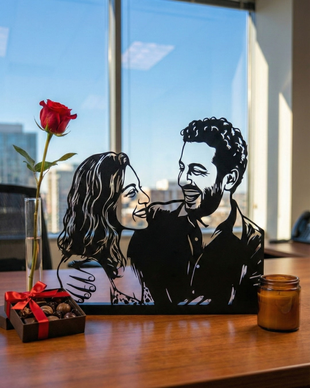 Personalized Metal Portrait – Custom Black Steel Photo Art
