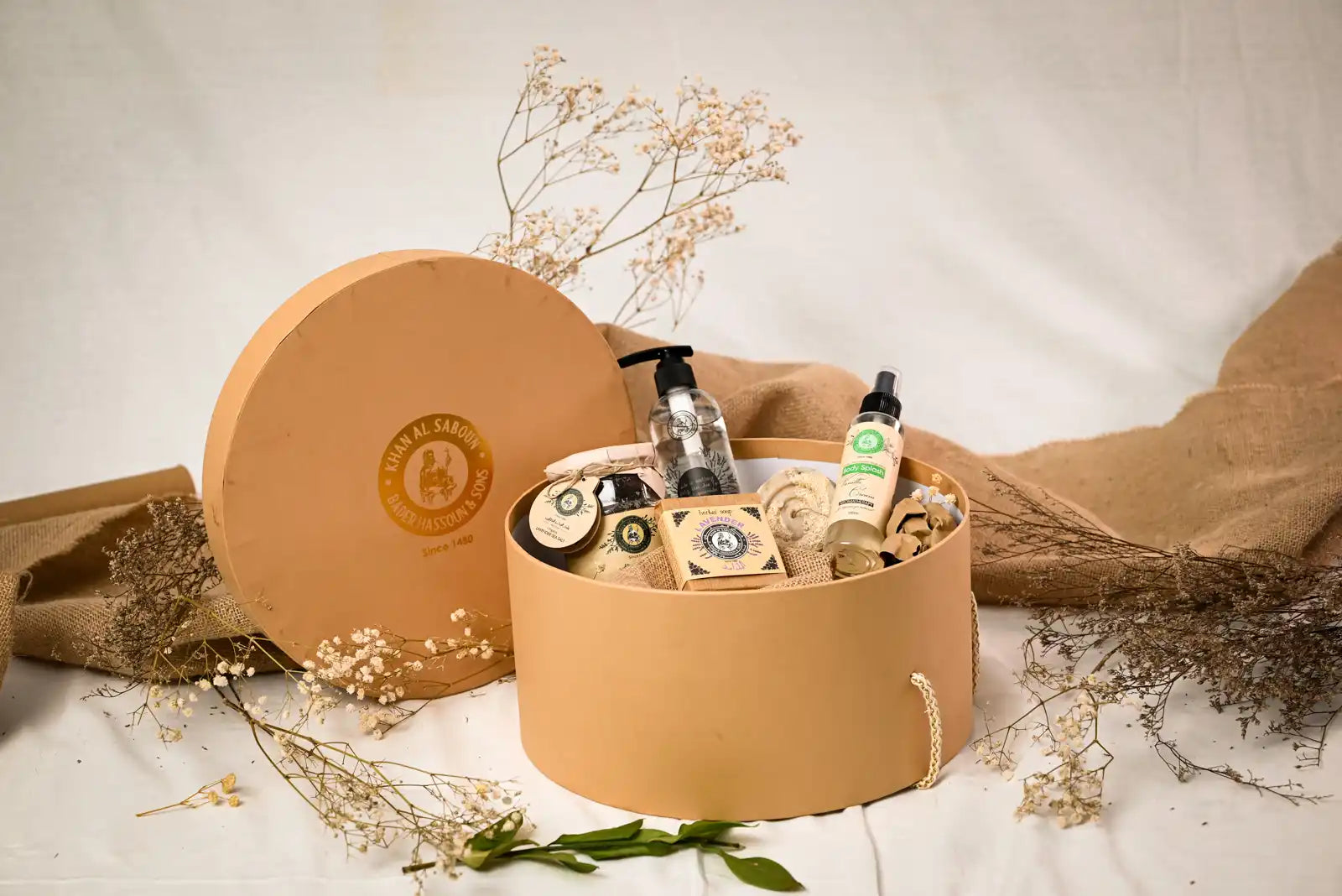 Large Round Beige Gift Box – Khan Al Saboun by Khan Al Saboun
