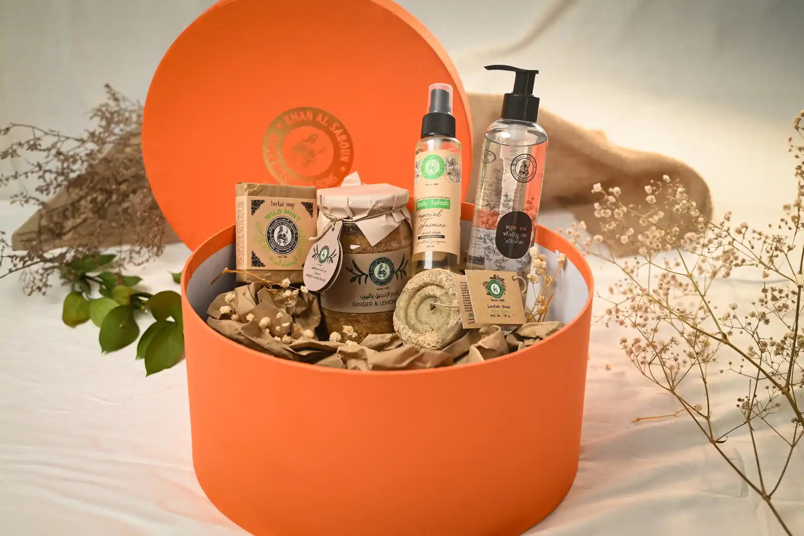 Large Round Orange Gift Box – Khan Al Saboun by Khan Al Saboun