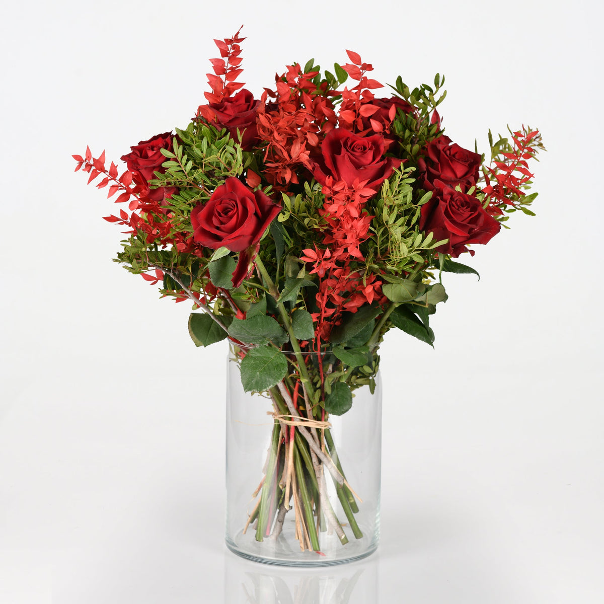 Love in Glass – 12 Red Roses Vase by Fleurs De La Sagesse for delivery in Lebanon