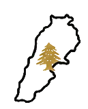 Outline of Lebanon with a gold cedar tree symbol