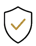 Shield icon with a gold check mark inside, symbolizing security or approval.