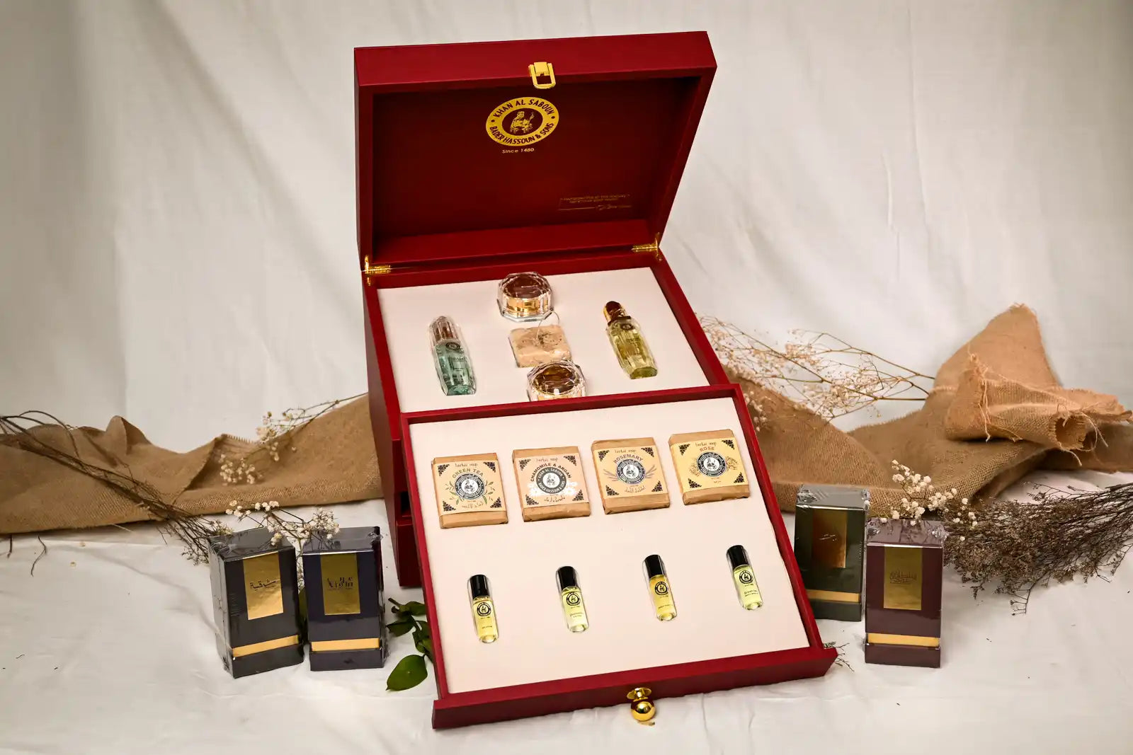 Red Luxurious 3-Drawer Gift Box – Khan Al Saboun by Khan Al Saboun