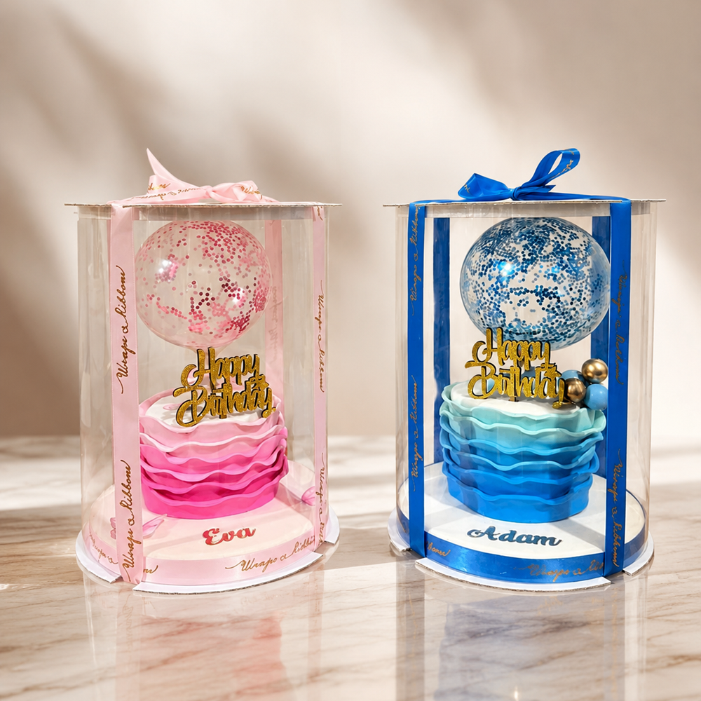 Blue Wishes – Mini Ruffle Birthday Cake & Balloon