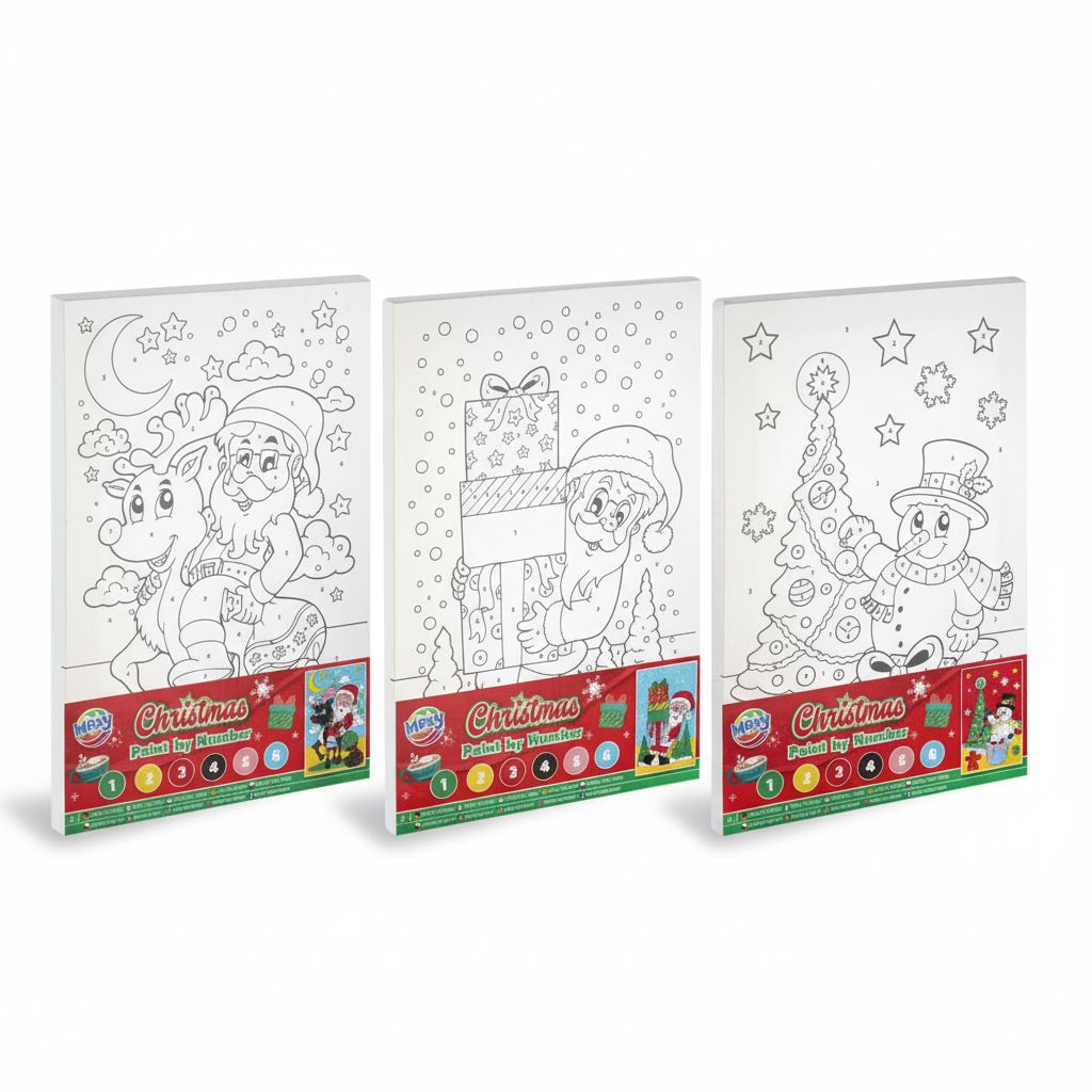 Christmas paint by numbers canvas with Santa and giraffe