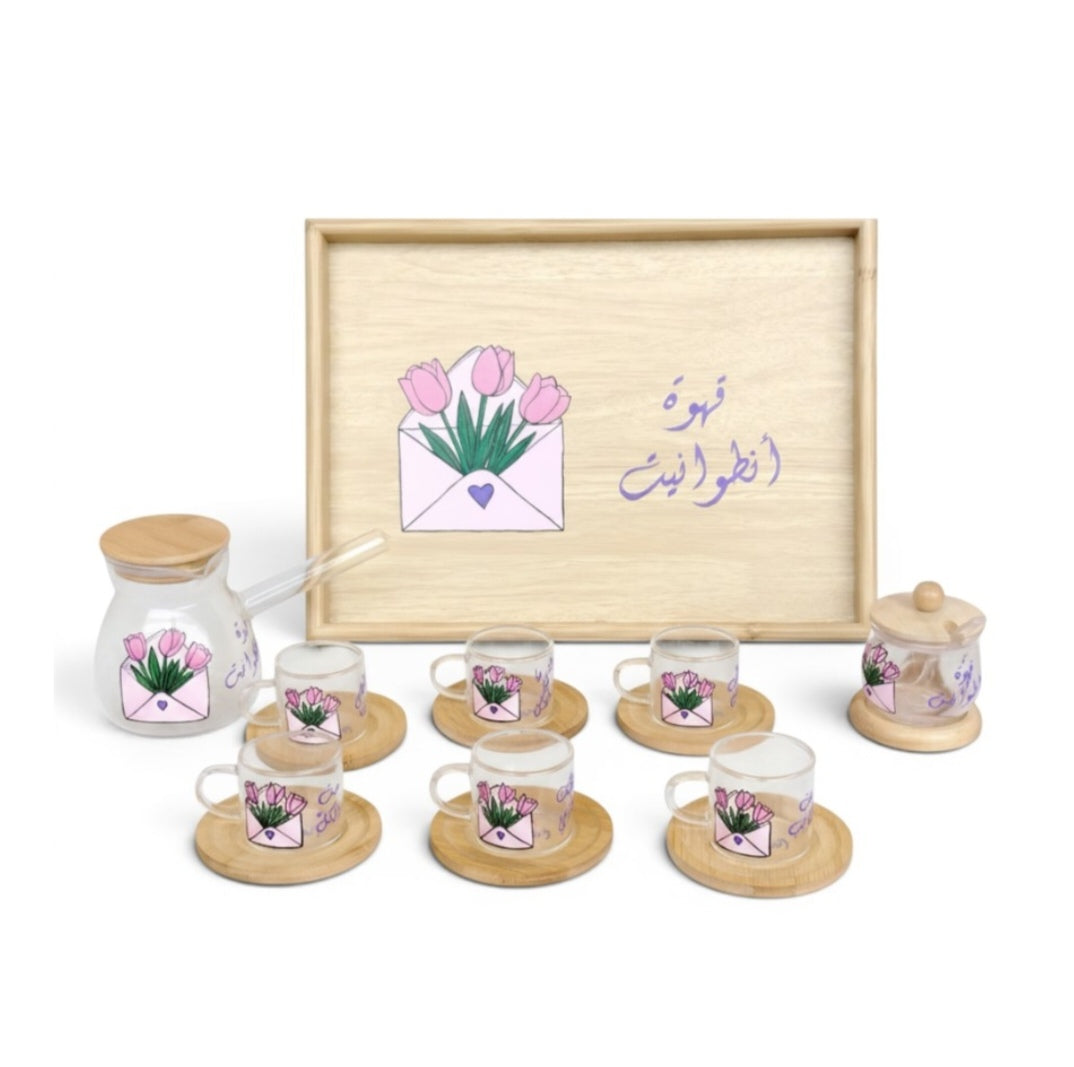 Handmade Lebanese Coffee Serving Set with Personalized Wooden Tray — Idole Lebanon collection