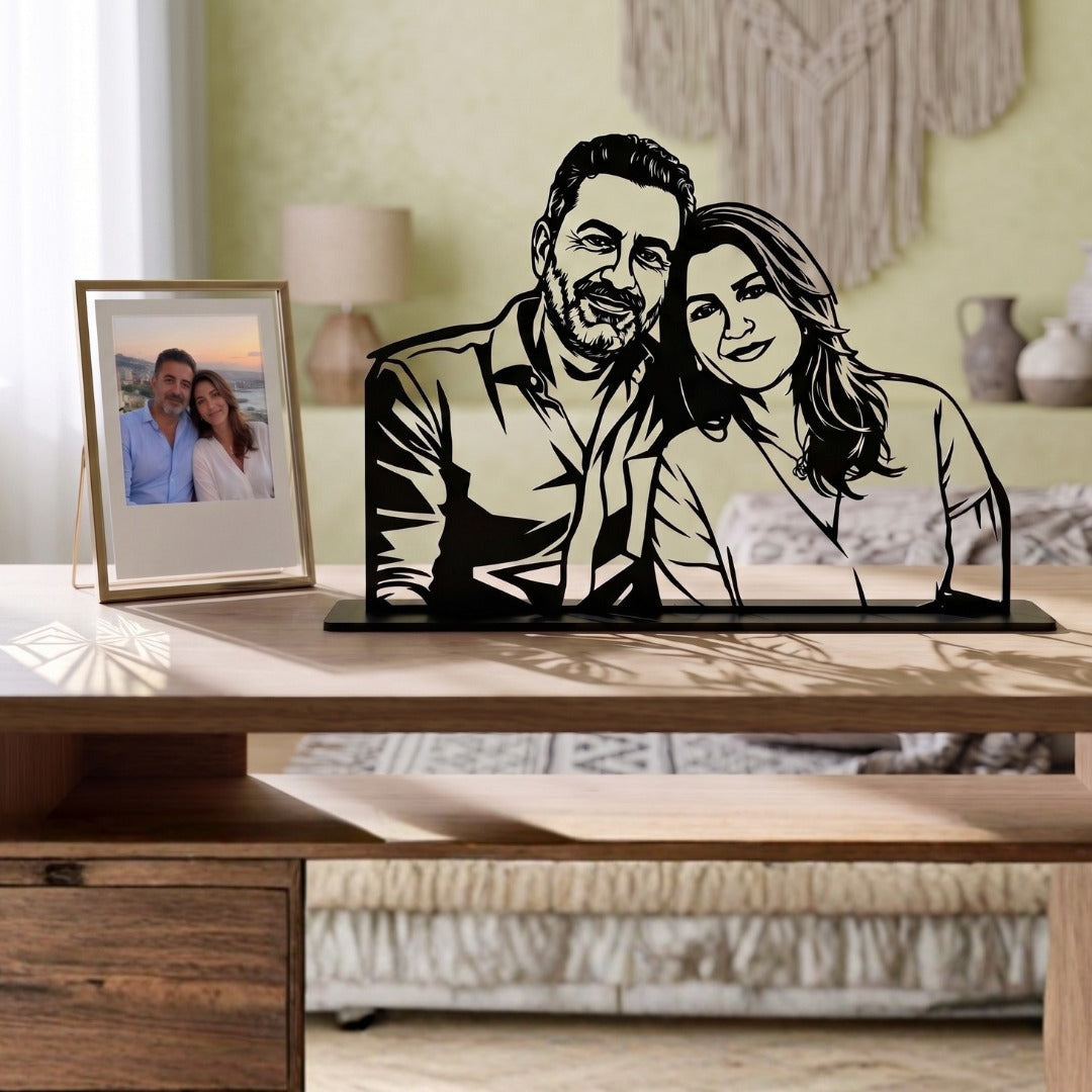 Couple Portrait – Personalized Black Steel Love Art — Idole Lebanon collection