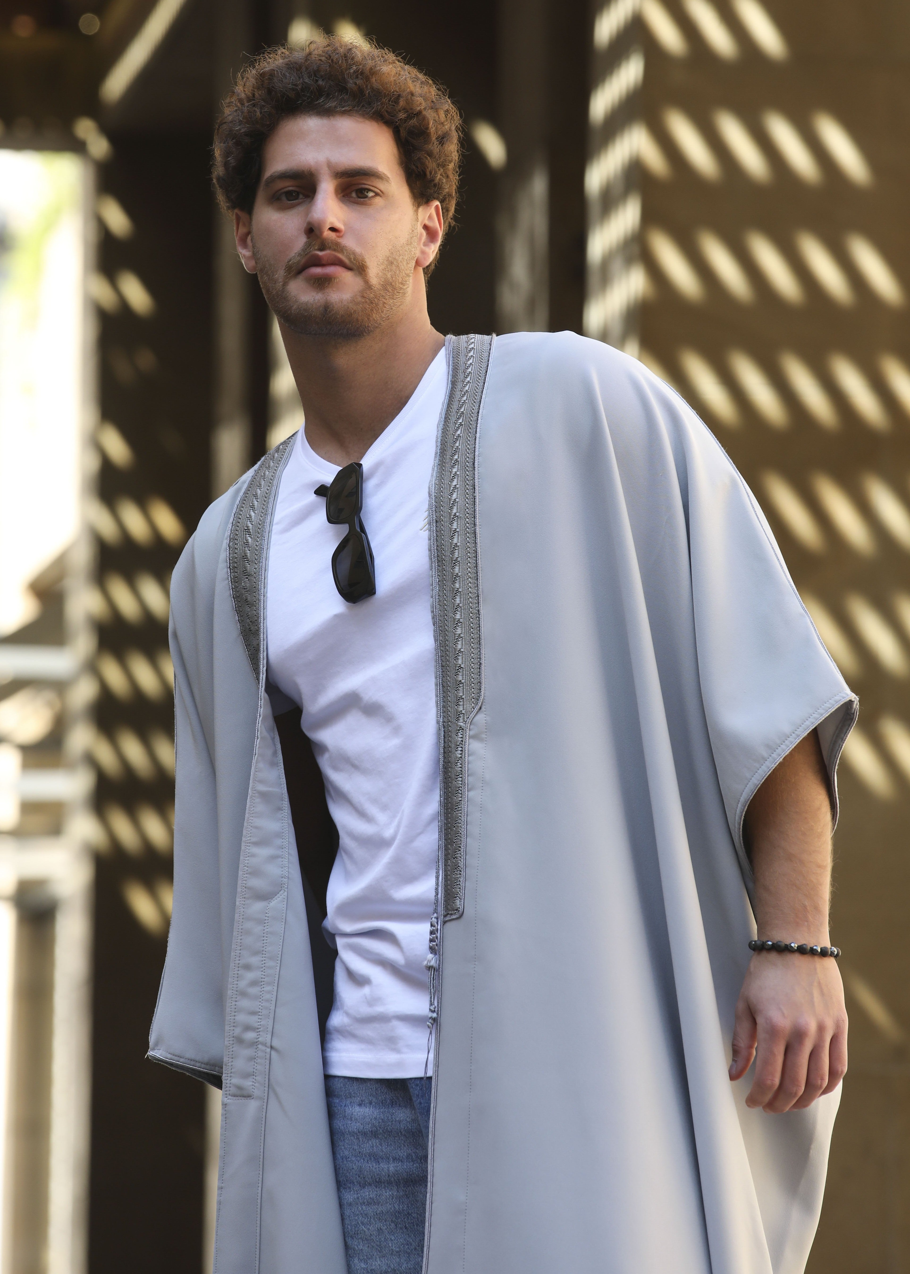 Grey Satin Abaya by Mouftah El Chark product photo 2