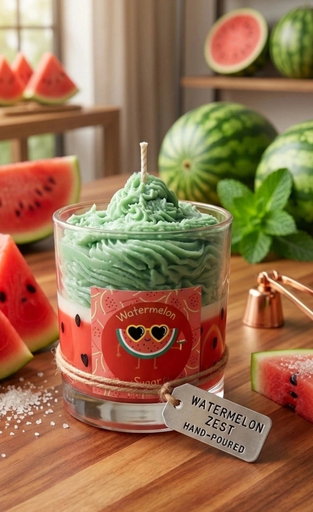 watermelon sugar scented soy wax candle with fruit inspired design by eclat nocturne in Lebanon