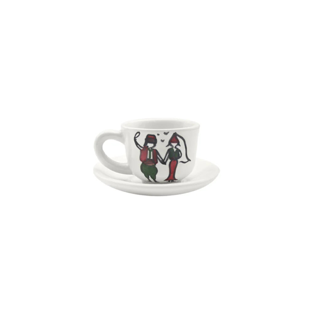 Lebanese Dabke Ceramic Coffee Cup & Saucer