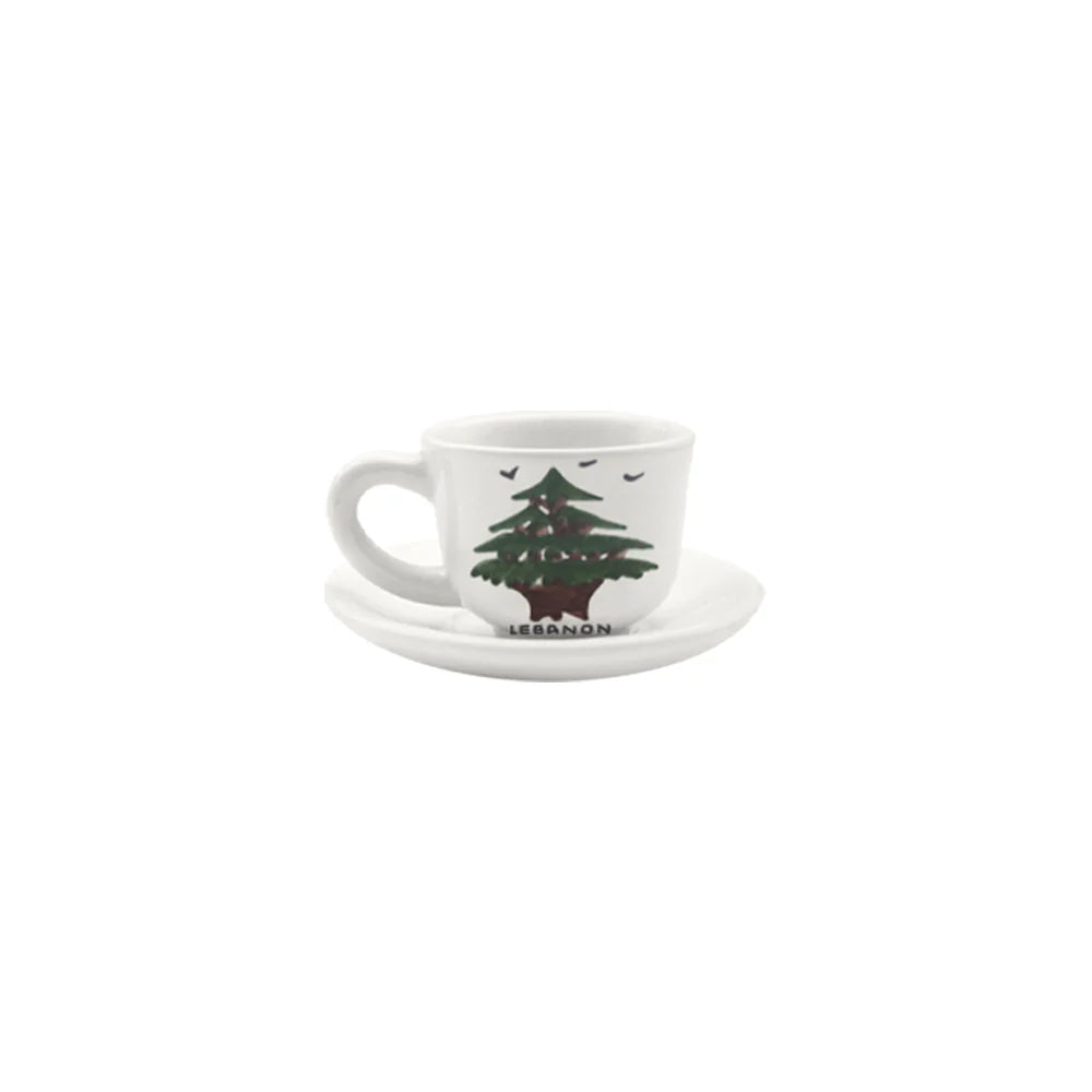 Lebanon Cedar Ceramic Coffee Cup & Saucer