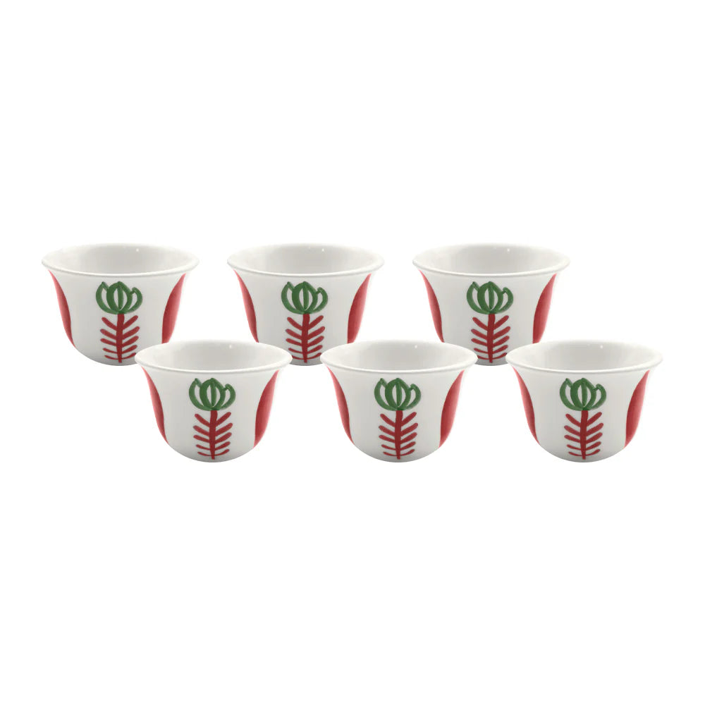 Red Tulip Arabic Coffee Cups – Set of 6