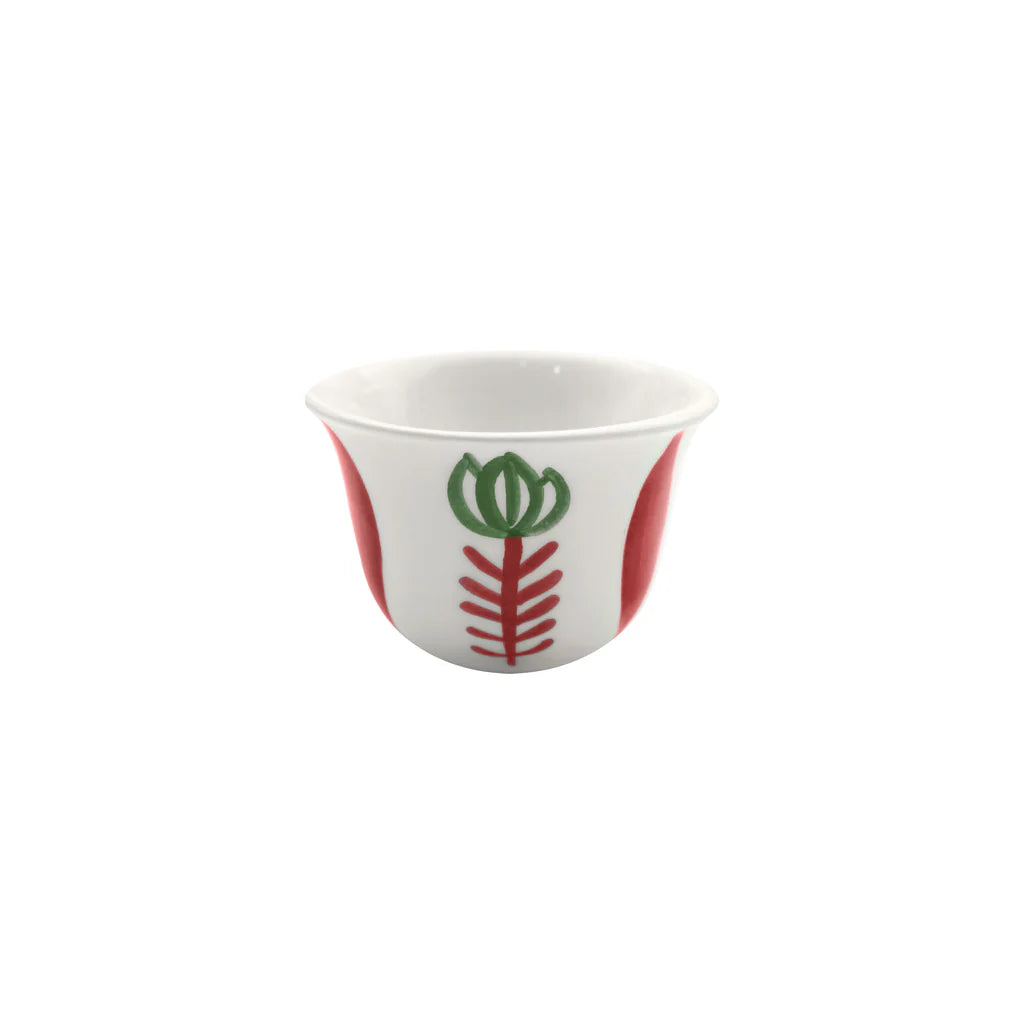 Handmade Red Tulip ceramic Arabic coffee cups set crafted and painted in Lebanon