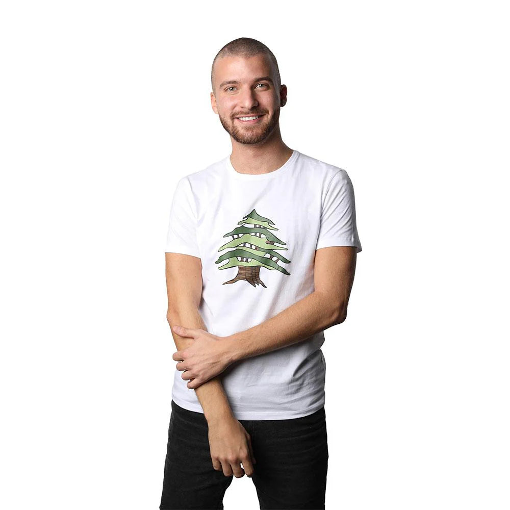 White Cedar Of Lebanon men’s T-shirt with round neck and short sleeves