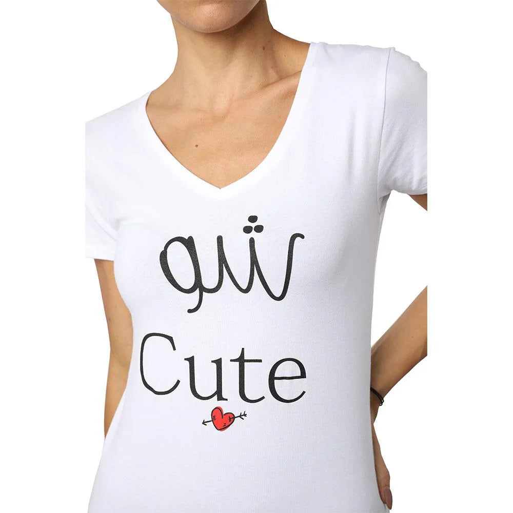 Chou Cute White Women’s V-Neck T-Shirt