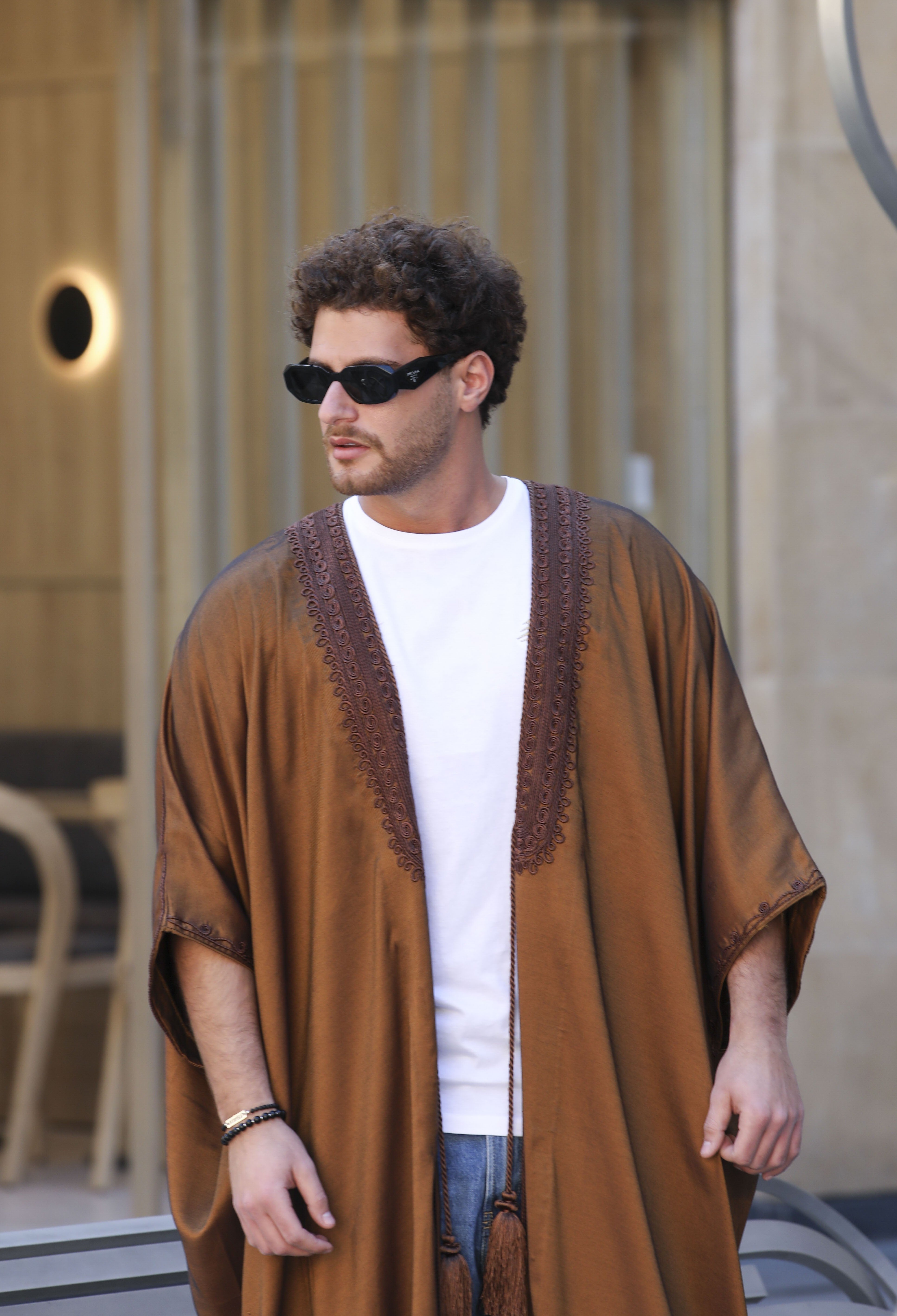 Brown Tassel Cotton Abaya by Mouftah El Chark product photo 3