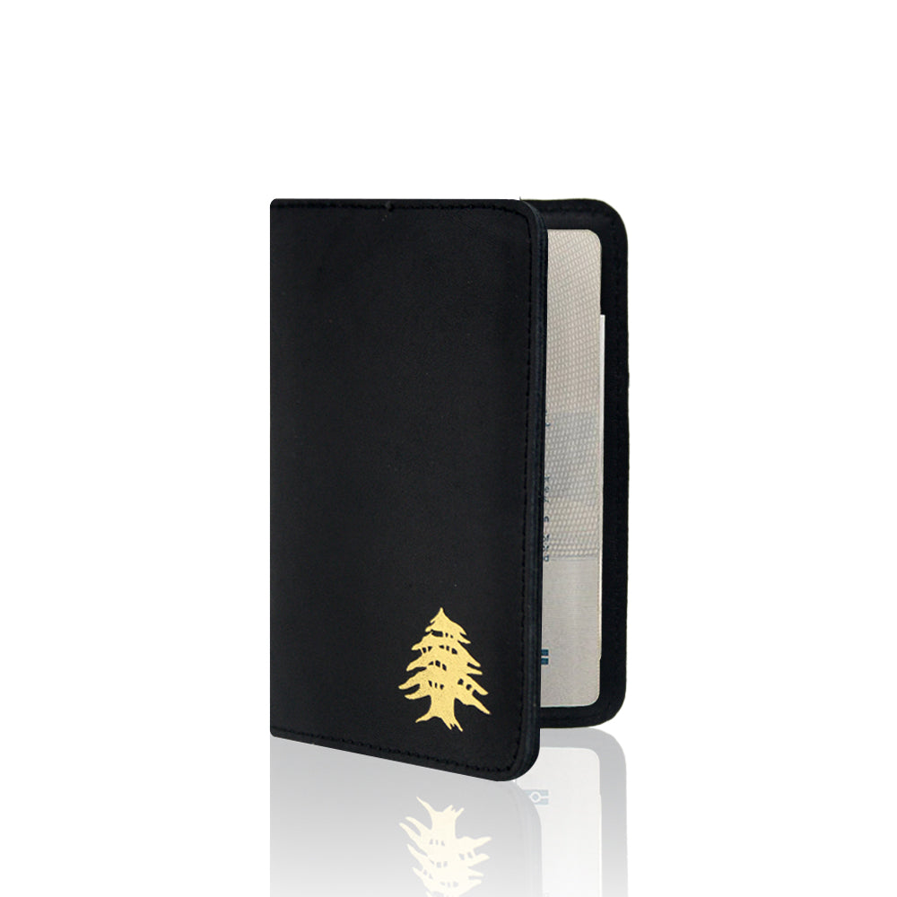 Real Leather Black Cedar Passport Cover | Muftah El Chark Lebanon