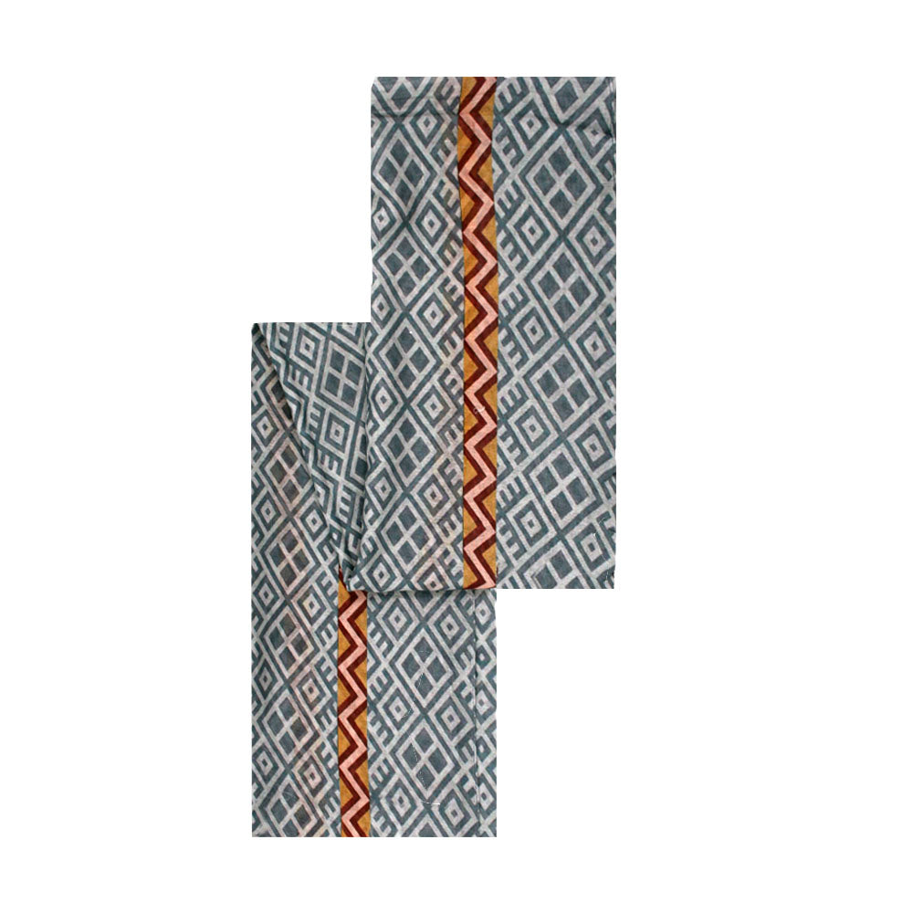 Grey cotton scarf with diamond geometric pattern by Mouftah El Chark, modern lightweight accessory at Idole Lebanon