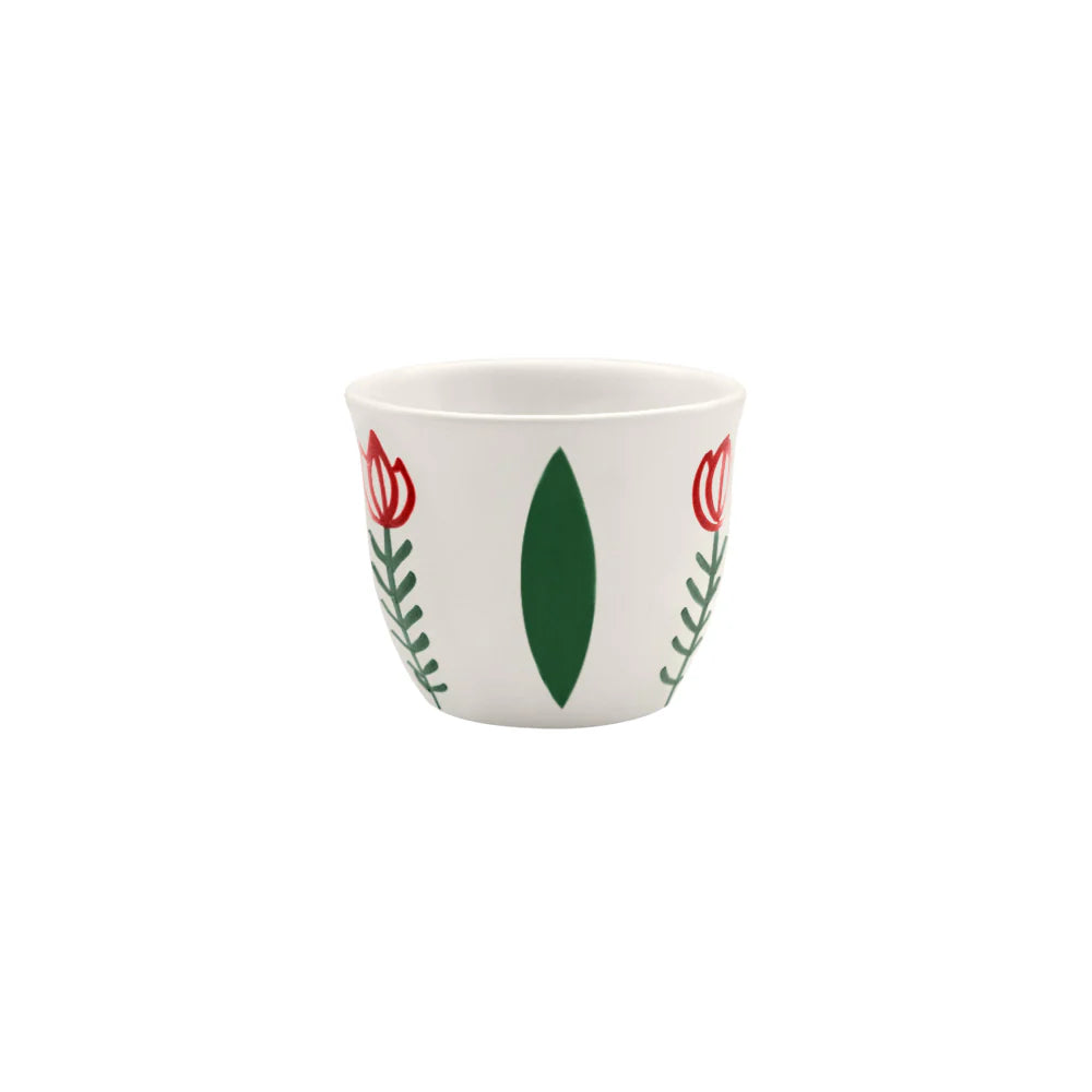 Handmade Tulip Green ceramic coffee cup crafted and painted in Lebanon